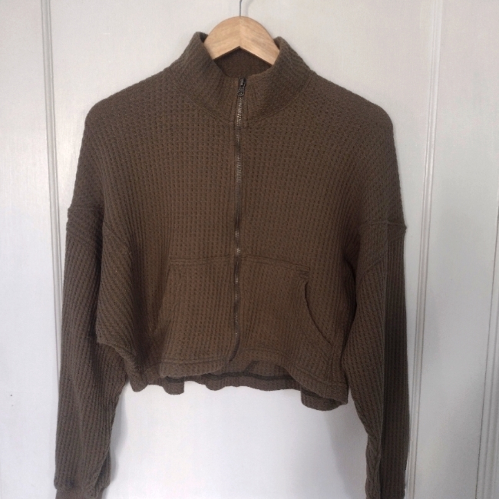 Urban Outfitters BDG Leo Waffle Zip Front Sweater - Picture 4 of 10